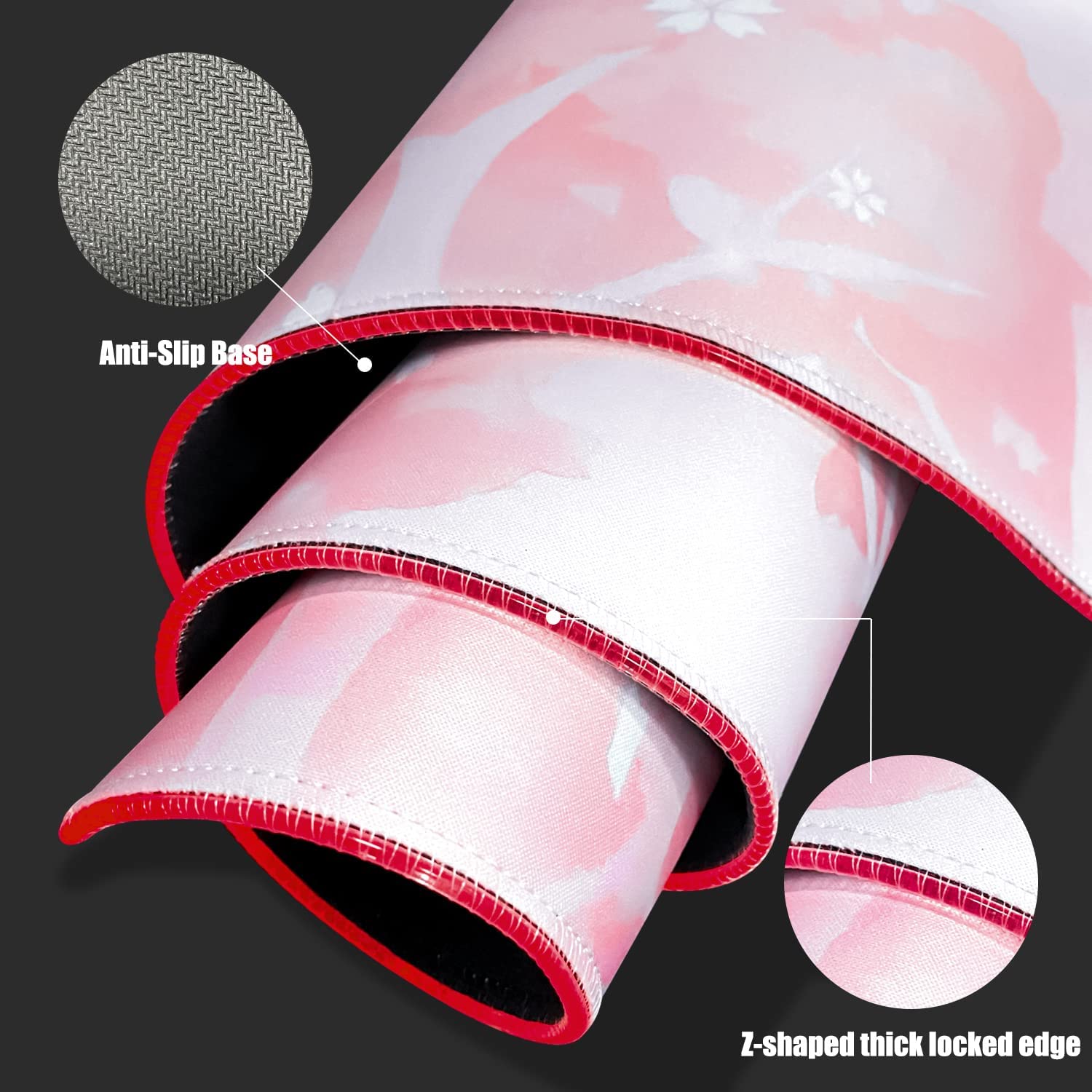 RGB Gaming Mouse Pad, LED Soft Extra Extended Large Office Mouse Pad, Anti-Slip Rubber Base, Computer Keyboard Mouse Mat (31.5 x 12 Inch) Sakura Cherry Blossoms Pink RGB Gaming Mouse Pad, LED Soft Extra Extended Large Office Mouse Pad, Anti-Slip Rubber Base, Computer Keyboard Mouse Mat (31.5 x 12 Inch) Sakura Cherry Blossoms Pink